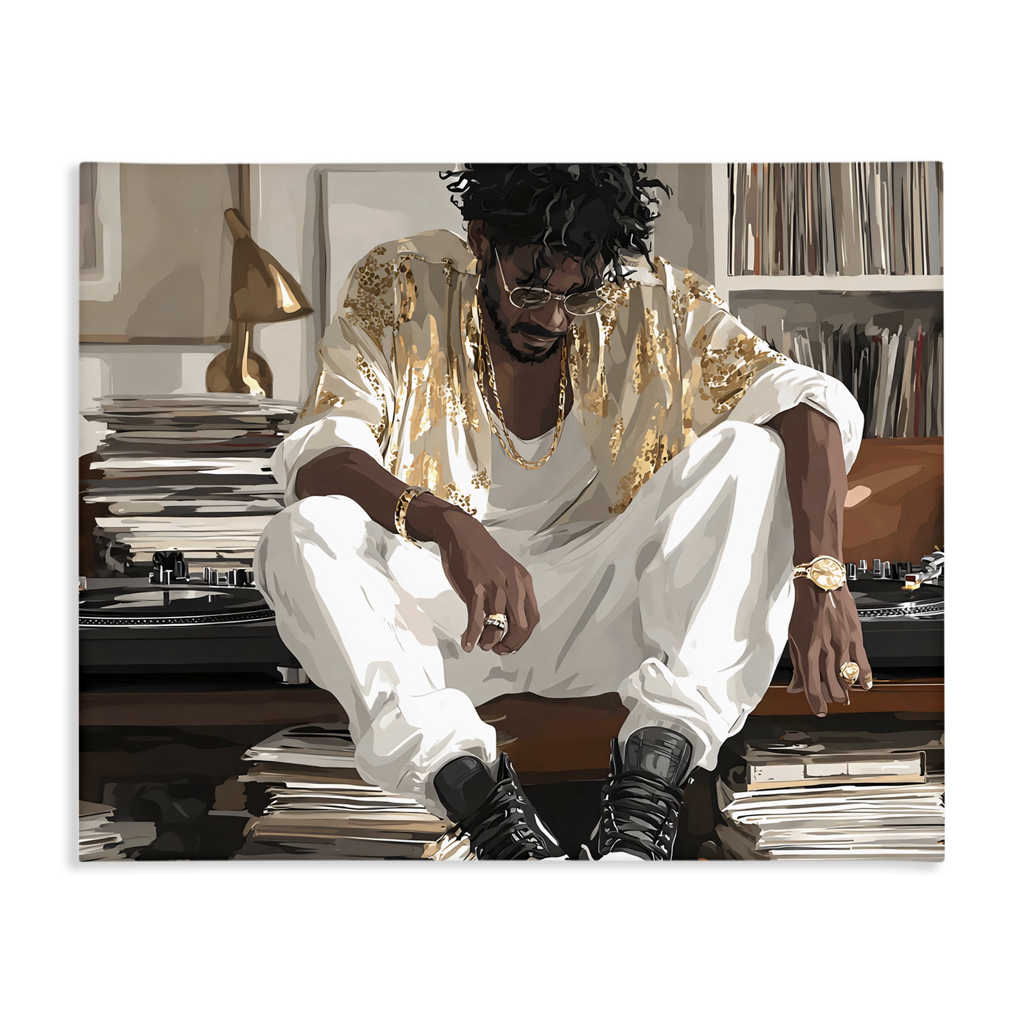 Stupell Industries DJ with Record Collection Canvas Wall Art, design by Franklyn Gregory