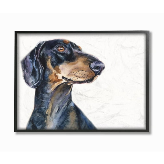 Stupell Industries Dachshund Dog Pet Animal Watercolor Painting Framed Giclee Texturized Art by George Dyachenko