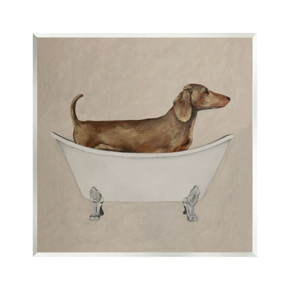 Stupell Industries Dachshund Dog Vintage Bathtub Animals & Insects Painting Unframed Art Print Wall Art