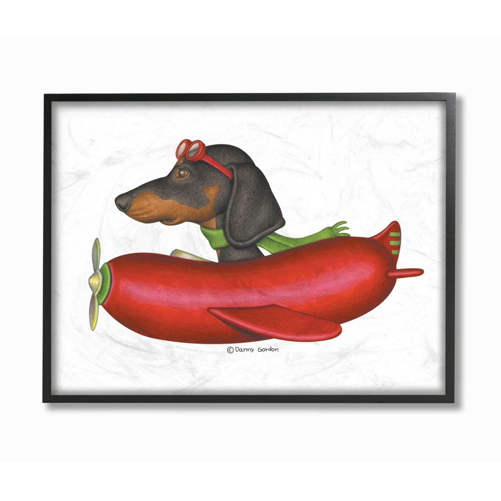 Playful Dachshund in Red Airplane Canvas Print