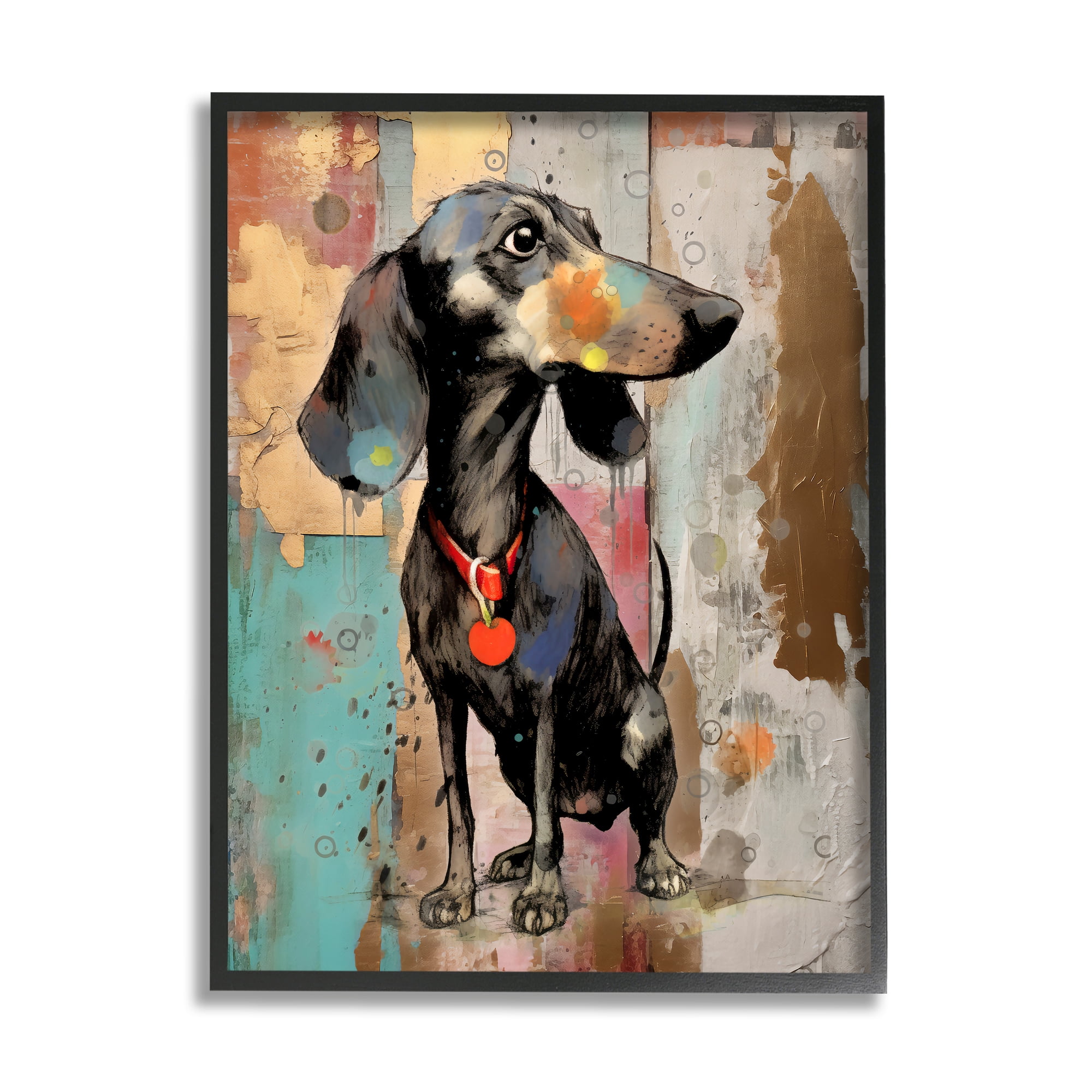 Stupell Industries Dachshund Modern Collage Animals & Insects Painting Black Framed Art Print Wall Art, 11 x 14