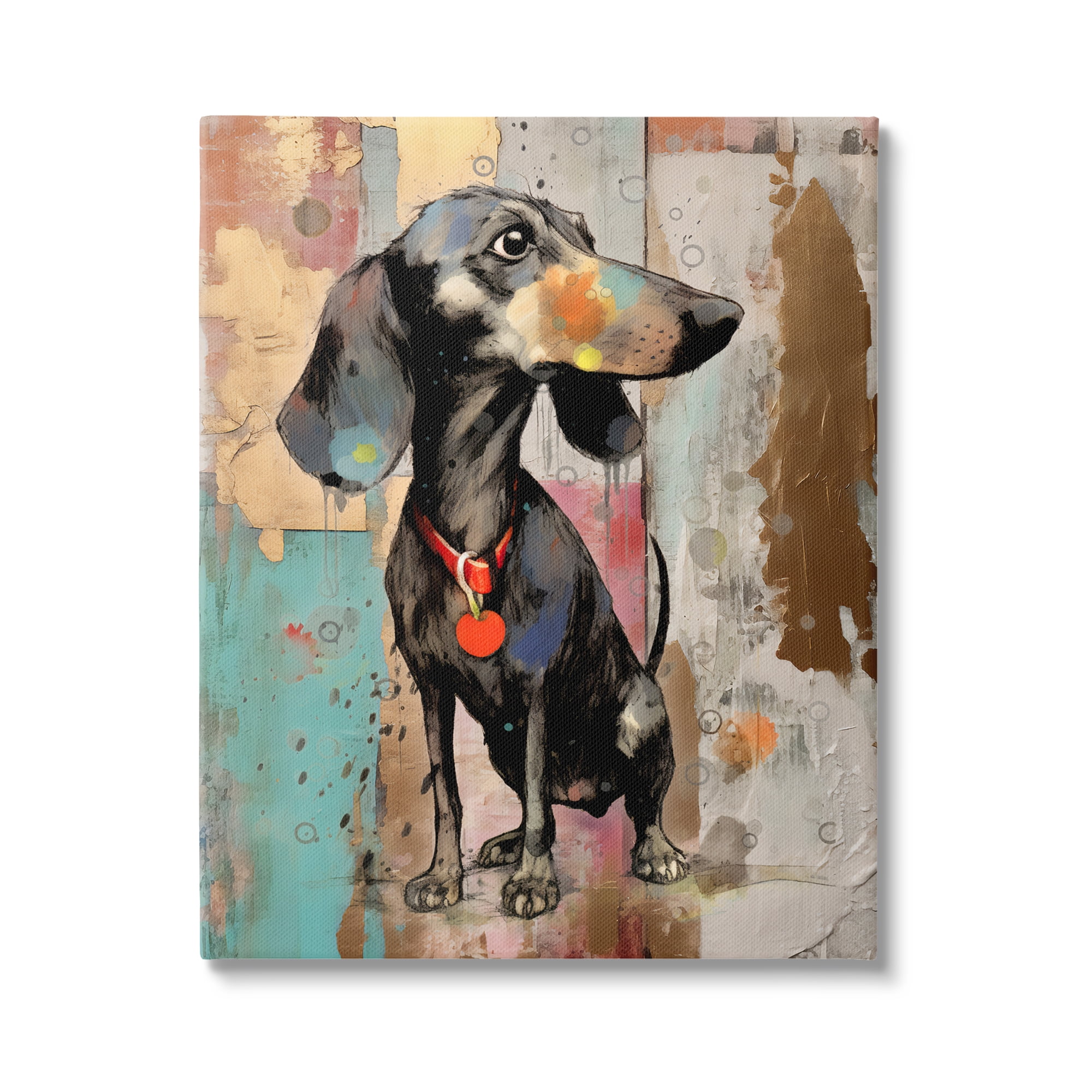 Stupell Industries Dachshund Modern Collage Animals & Insects Painting Gallery Wrapped Canvas Art Print Wall Art, 36 x 48
