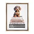 thumbnail image 1 of Stupell Industries Dachshund Puppy Bookstack Beauty & Fashion Painting Brown Floater Framed Canvas Art Print Wall Art, 17 x 21, 1 of 10