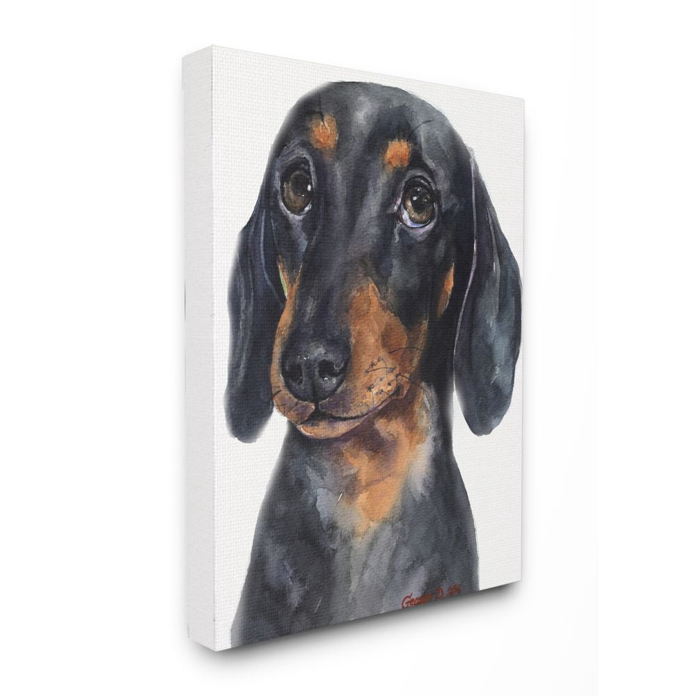 Stupell Industries Dachshund Puppy Dog Pet Animal Watercolor Painting Canvas Wall Art by George Dyachenko
