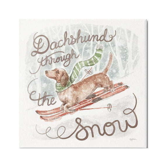 Stupell Industries Dachshund Through Snow Holiday Painting Gallery Wrapped Canvas Art Print Wall Art, 30 x 30