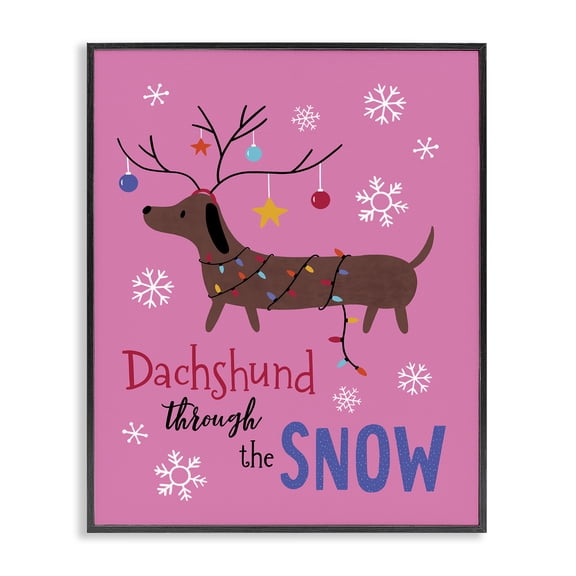 Stupell Industries Dachshund Through The Snow Animals Painting Black Framed Art Print Wall Art, 11 x 14