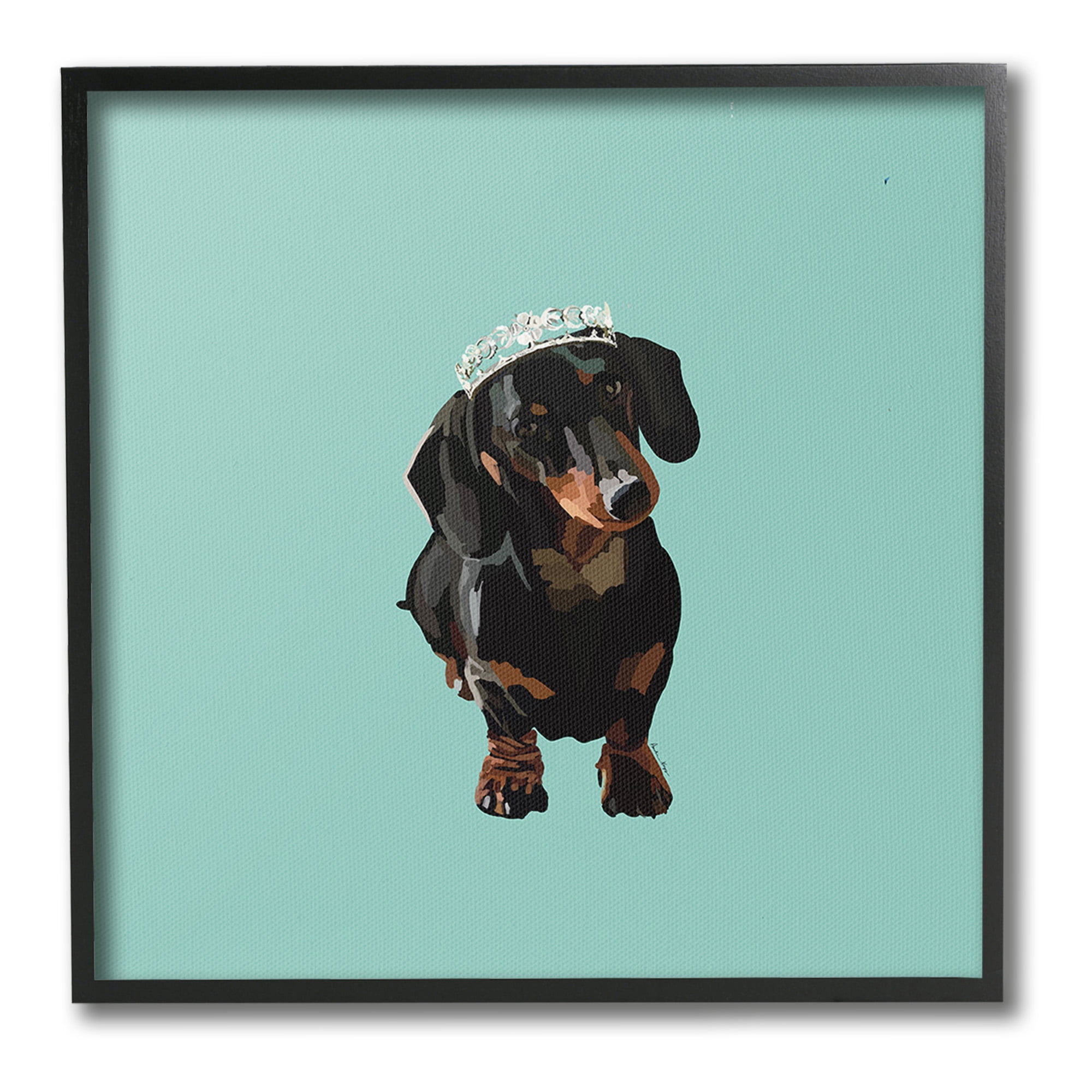 Stupell Industries Dachshund Wearing Tiara Animals & Insects Painting Black Framed Art Print Wall Art, 24 x 24