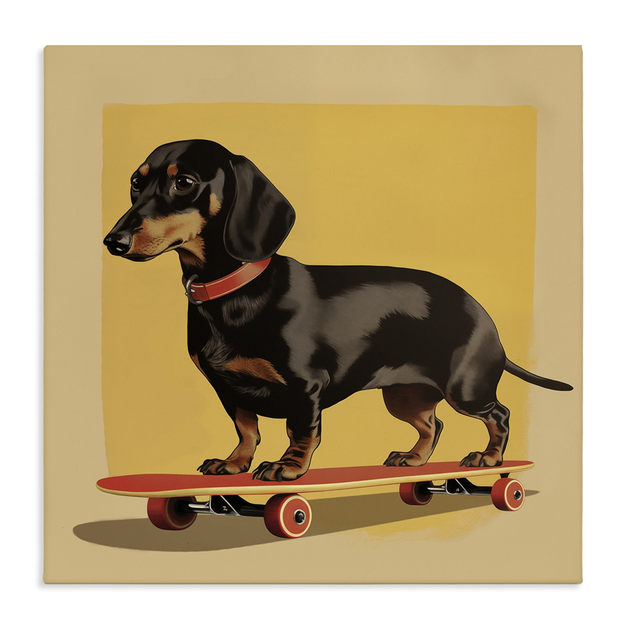 Stupell Industries Dachshund on Red Skateboard Canvas Wall Art, design by Andreas Magnusson