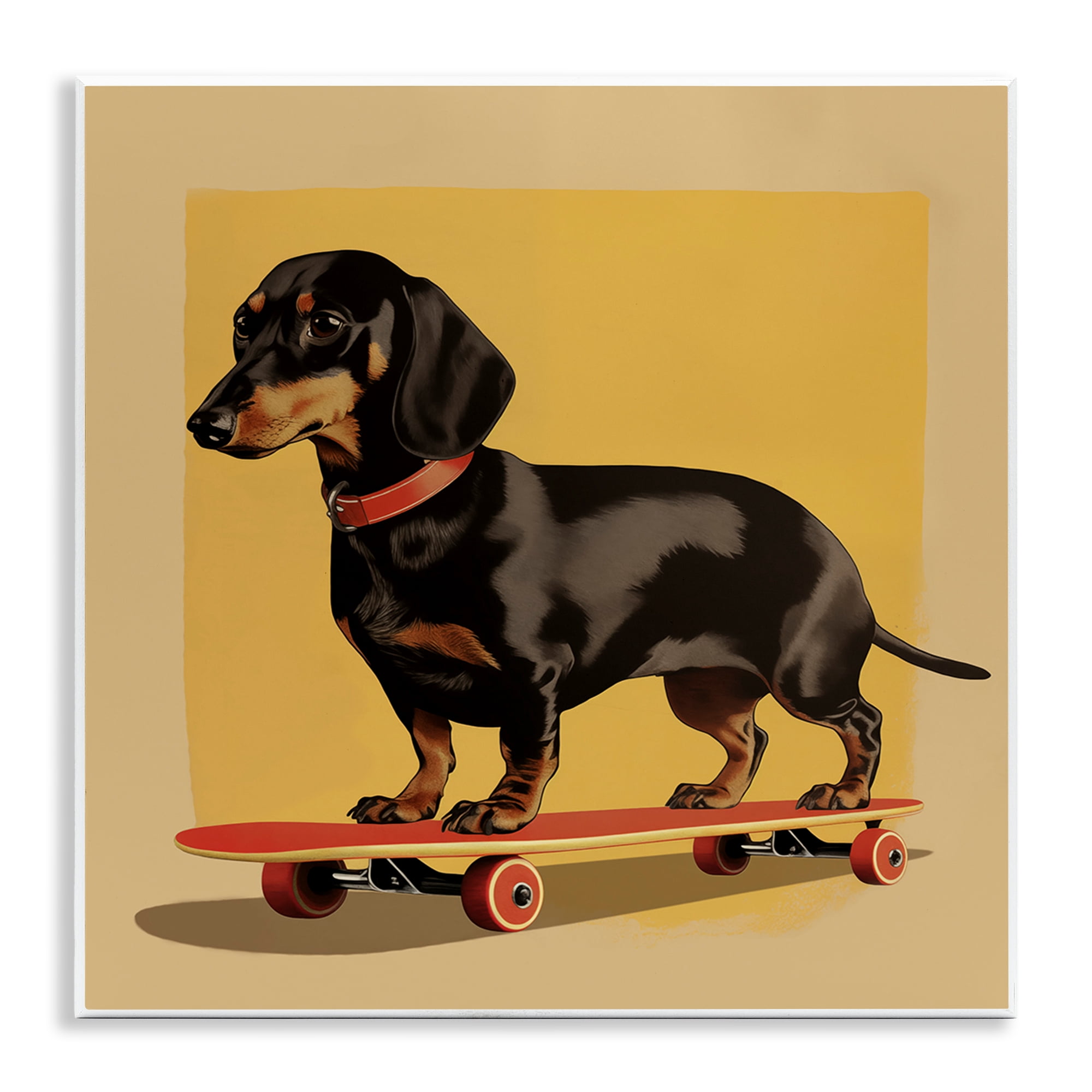 Stupell Industries Dachshund on Red Skateboard Wall Plaque Art, design by Andreas Magnusson
