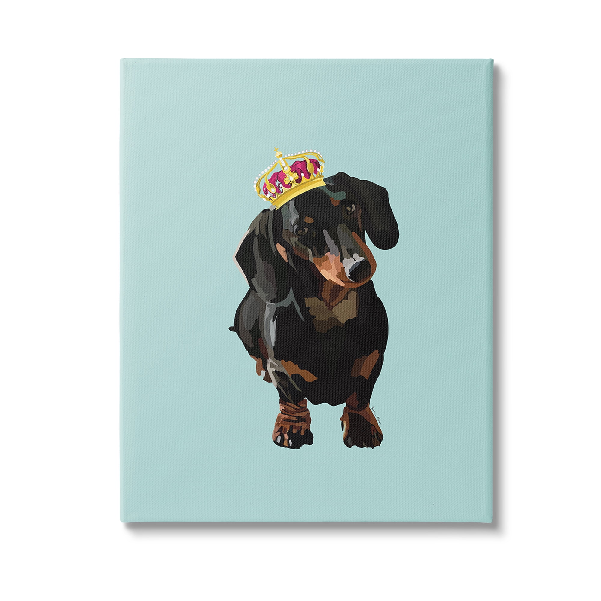 Stupell Industries Dachshund with Royal Crown Animals & Insects Painting Gallery Wrapped Canvas Art Print Wall Art, 36 x 48