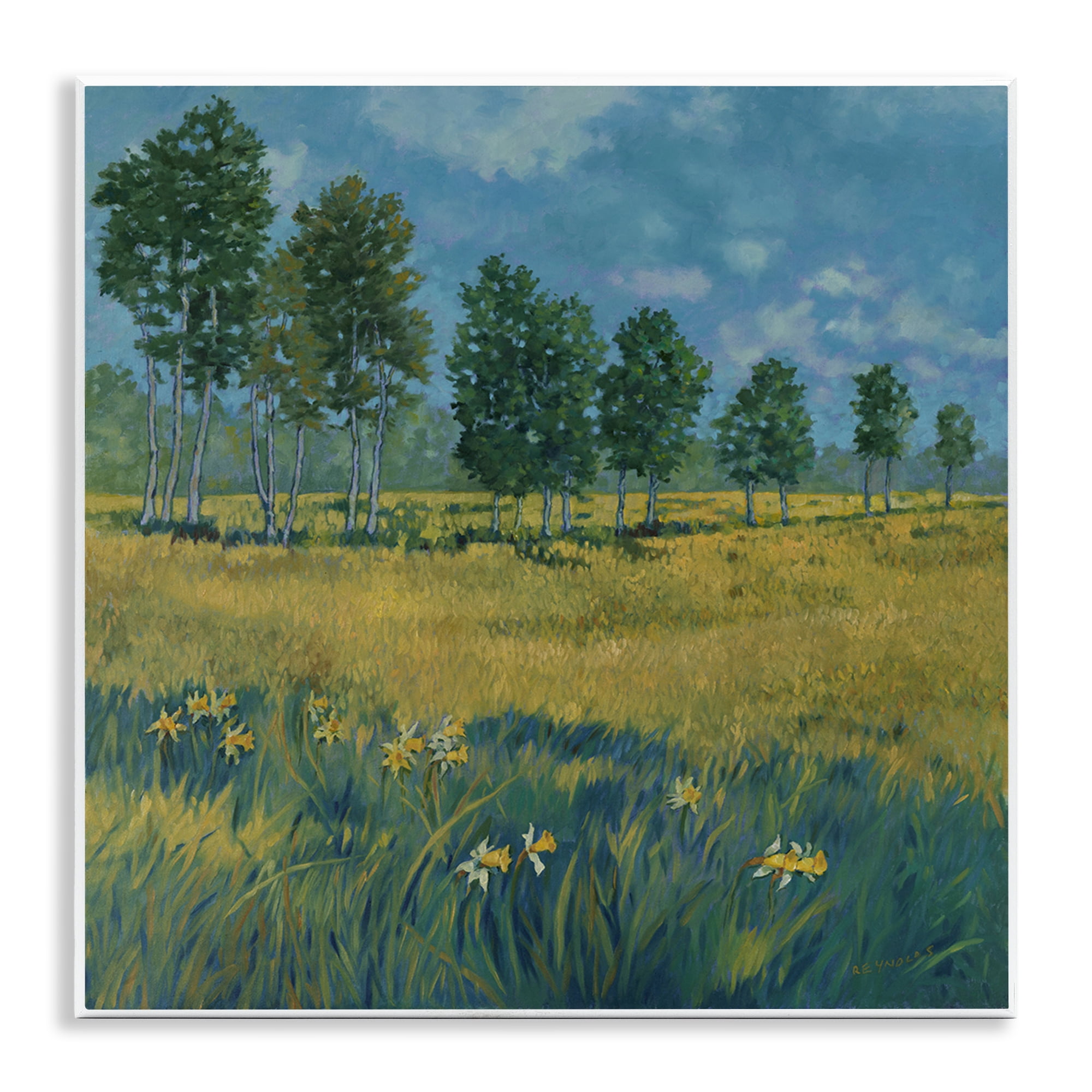 Stupell Industries Daffodil Field Landscape Landscape & Nature Painting Unframed Art Print Wall Art, 12 x 12
