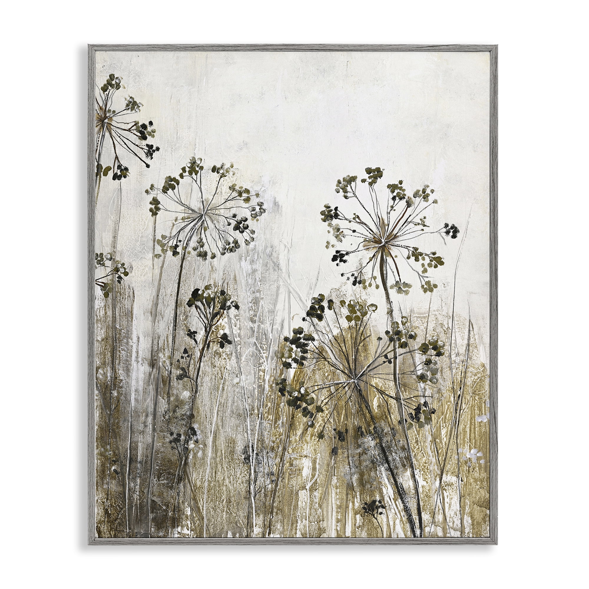 Stupell Industries Daffodil Silhouettes Meadow Plants & Flowers Painting Gray Framed Art Print Wall Art, 16 x 20