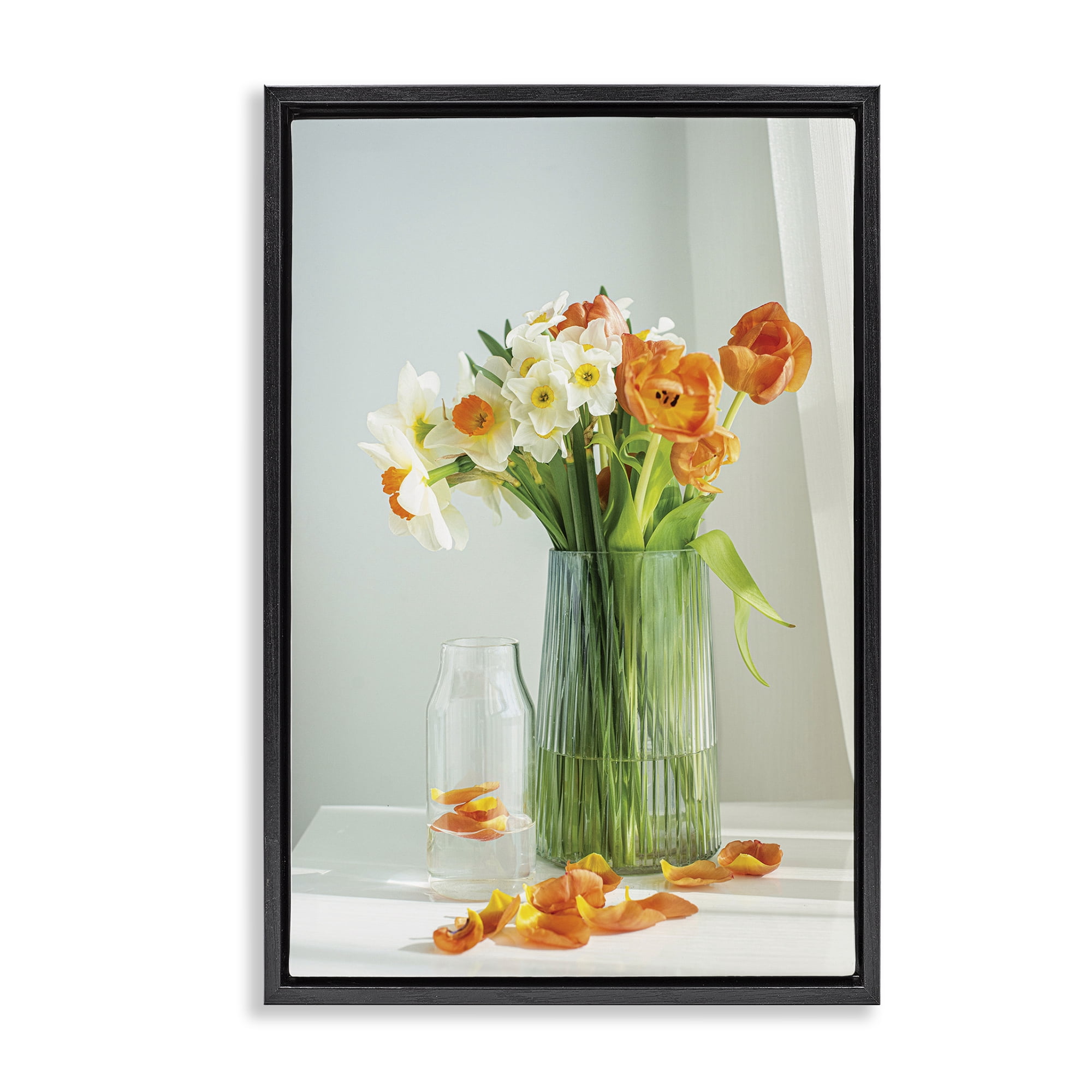 Stupell Industries Daffodil Still Life Botanical & Floral Photography Black Floater Framed Art Print Wall Art, 17 x 25