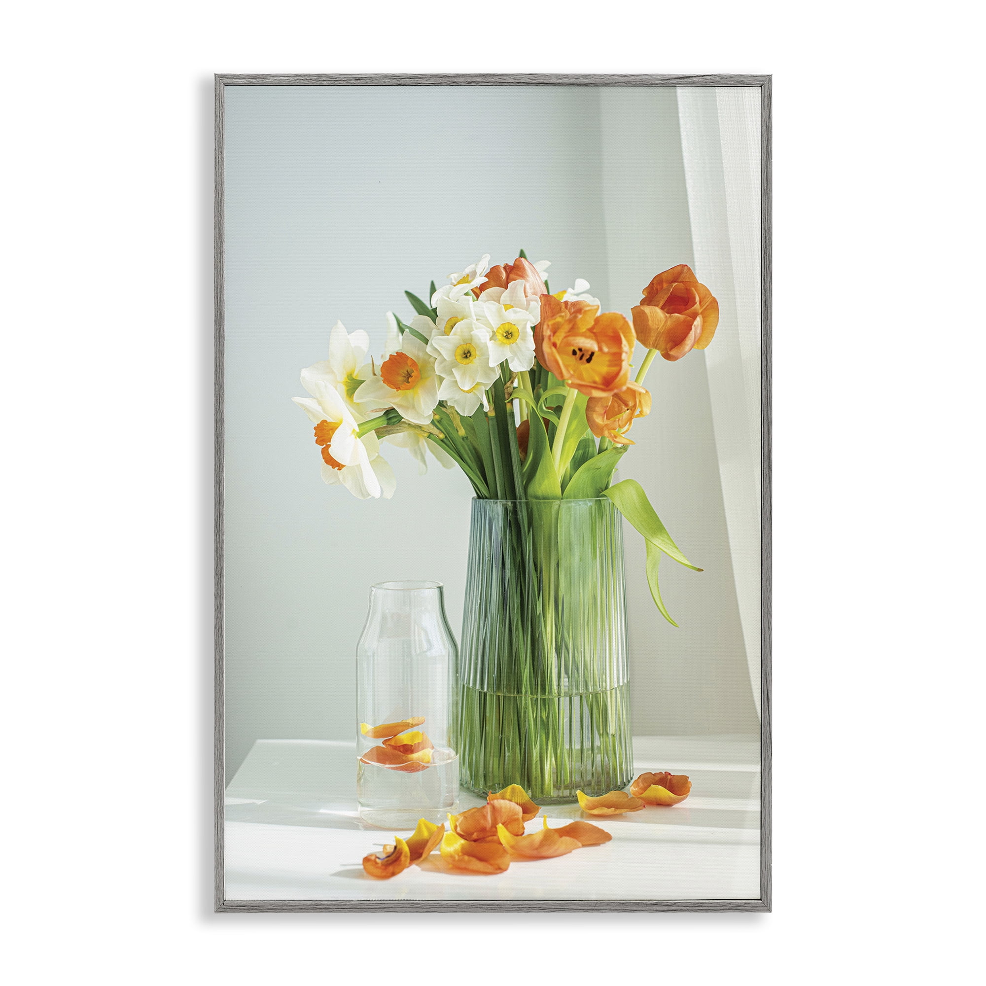 Stupell Industries Daffodil Still Life Botanical & Floral Photography Gray Framed Art Print Wall Art, 20 x 30