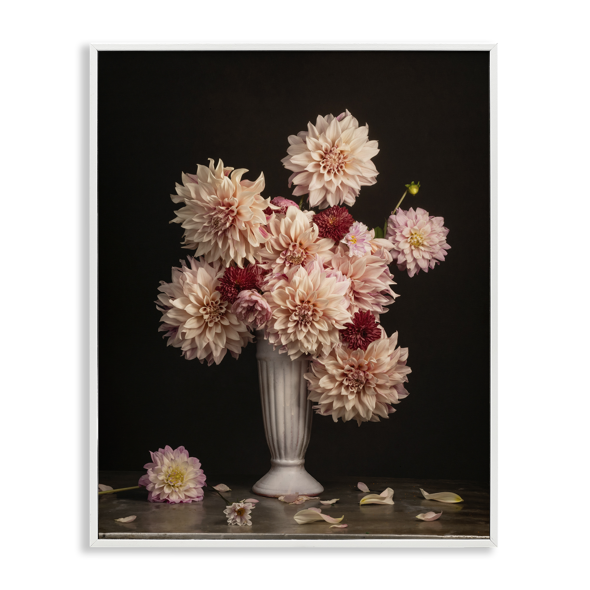 Stupell Industries Dahlia Magic Bouquet Plants & Flowers Photography White Framed Art Print Wall Art, 16 x 20