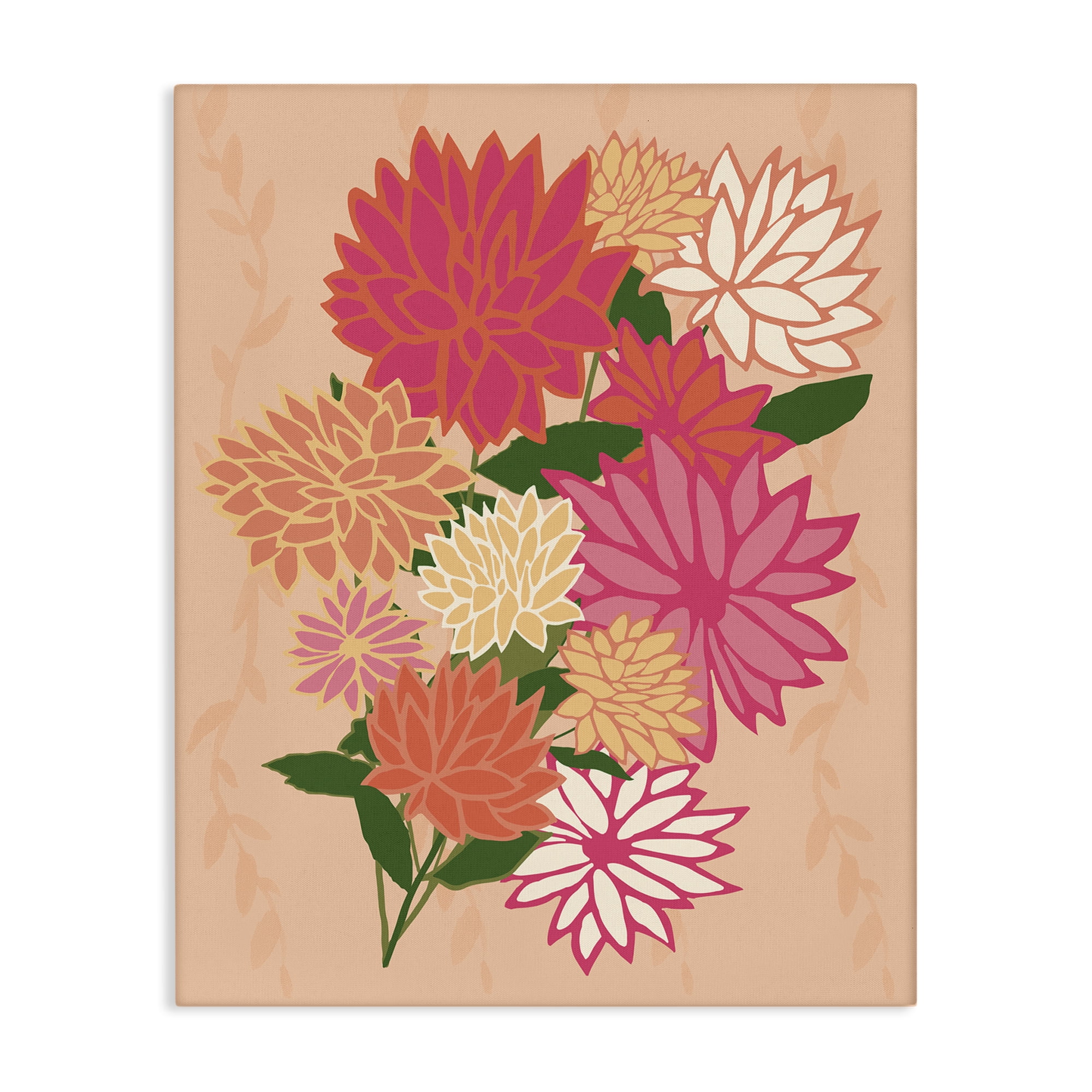 Stupell Industries Dahlia Petal Outlines Plants & Flowers Painting Wrapped Canvas Art Print Wall Art, 16 x 20