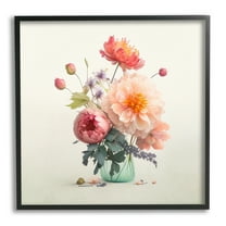 Stupell Industries Dahlia & Roses Bouquet Botanical & Floral Painting Black Framed Art Print Wall Art, 12 x 12