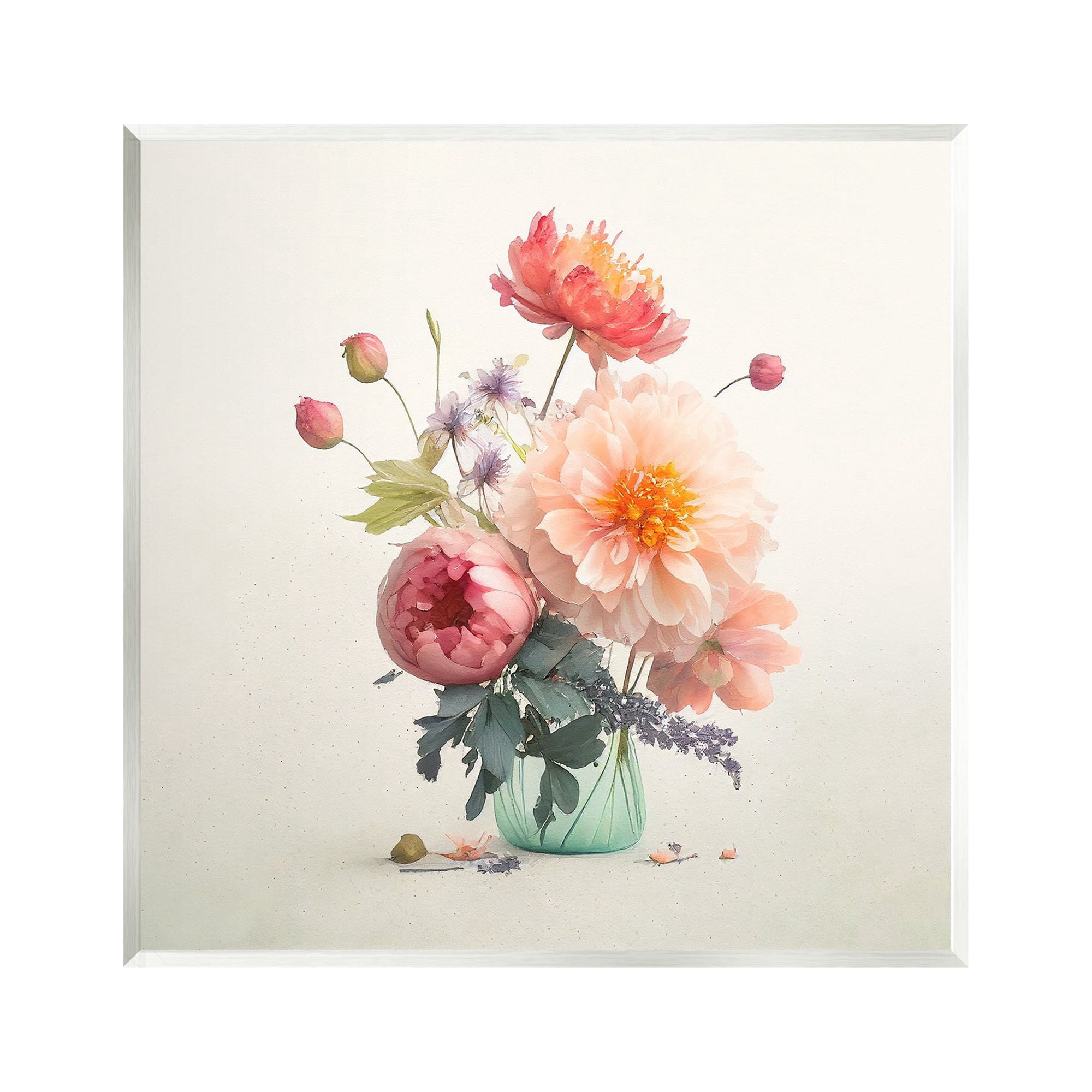 Stupell Industries Dahlia & Roses Bouquet Botanical & Floral Painting Unframed Art Print Wall Art, 12 x 12