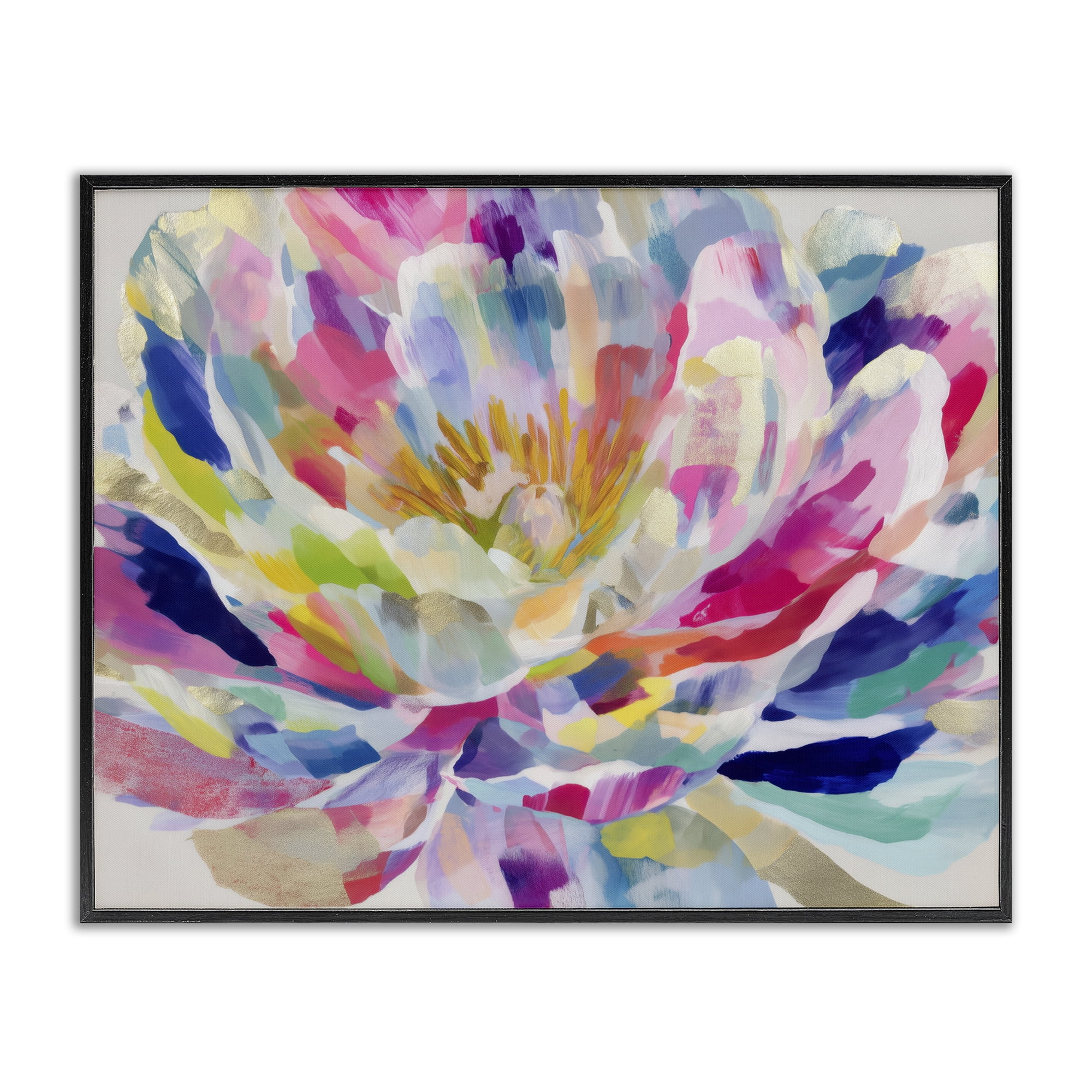 Stupell Industries Dahlia in Pink & Blue Black Framed Giclee Art, design by Chromatic Storm Studio