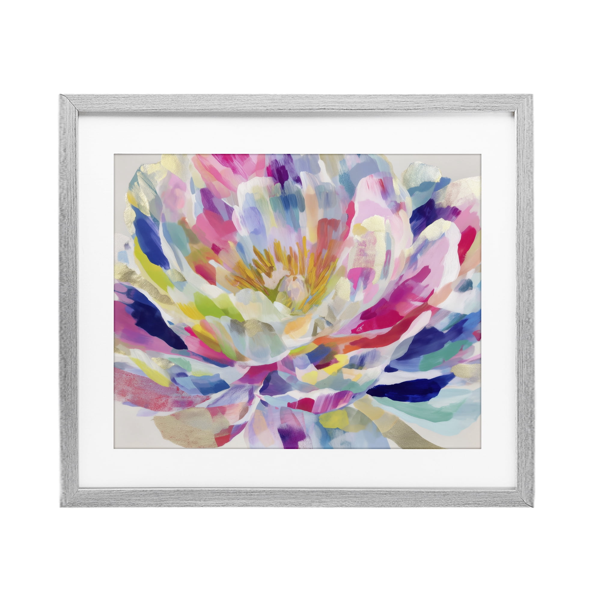 Stupell Industries Dahlia in Pink & Blue Gray Framed Print Under Glass, design by Chromatic Storm Studio