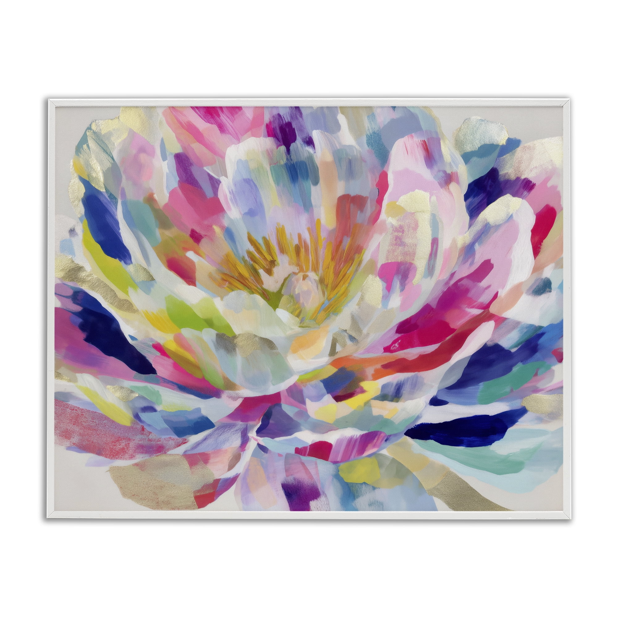 Stupell Industries Dahlia in Pink & Blue White Framed Giclee Art, design by Chromatic Storm Studio