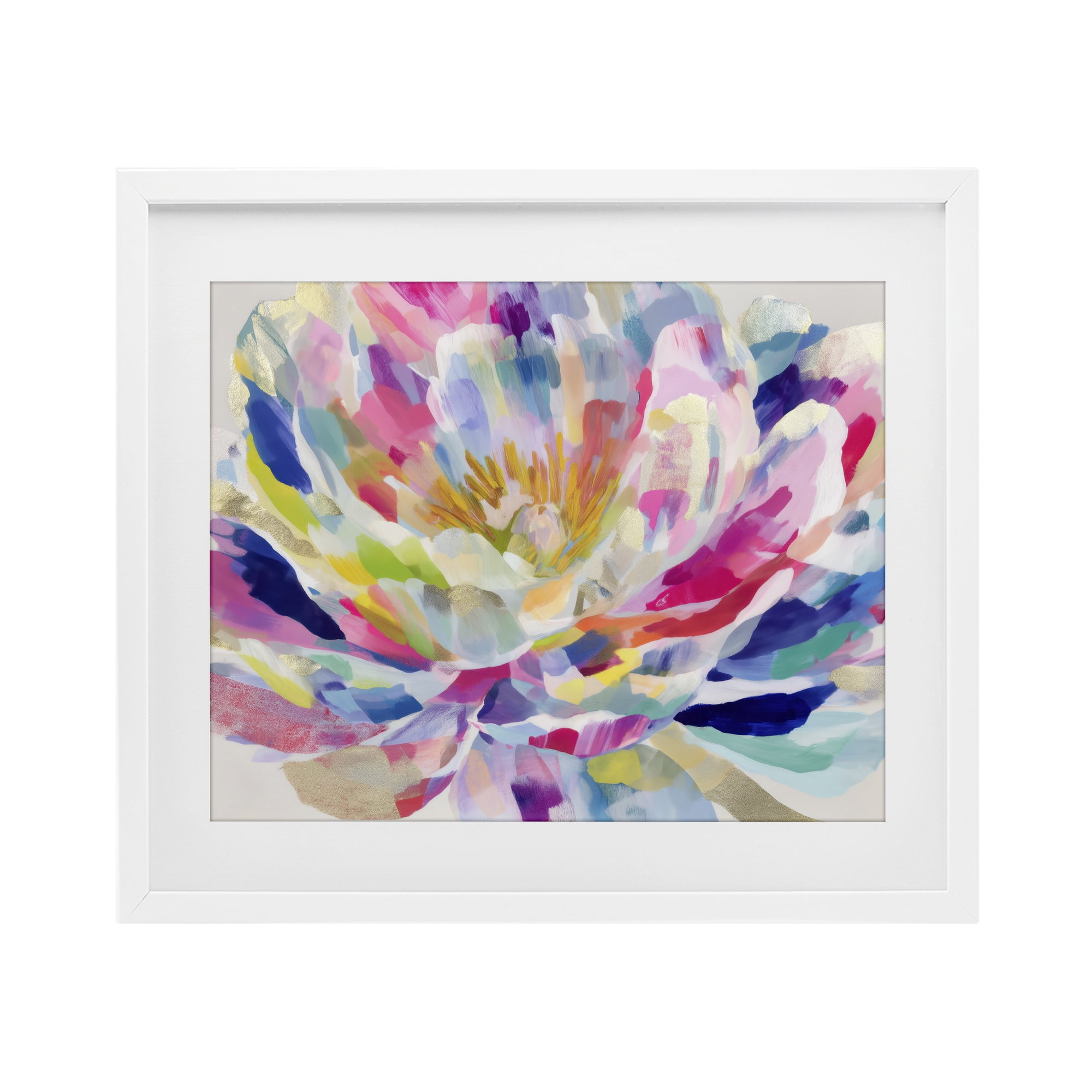 Stupell Industries Dahlia in Pink & Blue White Framed Print Under Glass, design by Chromatic Storm Studio