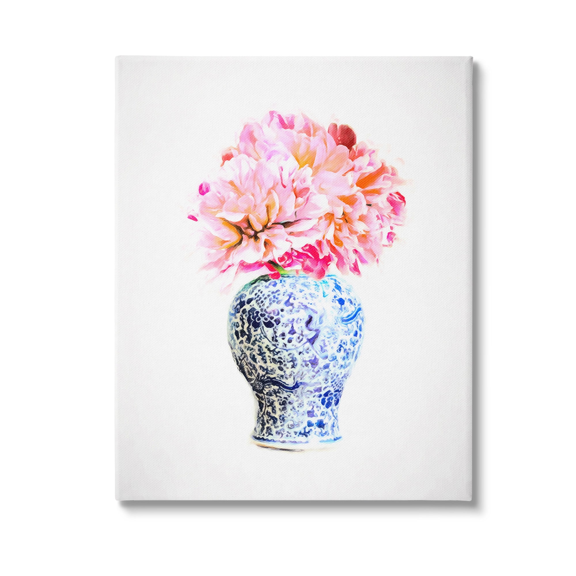 Stupell Industries Dahlia with Oriental Vase Botanical & Floral Painting Gallery Wrapped Canvas Art Print Wall Art, 16 x 20