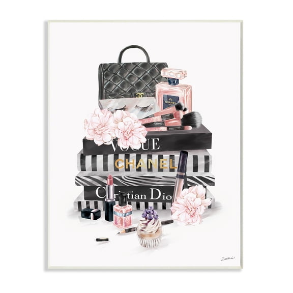 Stupell Industries Daily Glam Necessities Fashion Forward Book Stack,10 x 15,Designed by Ziwei Li