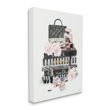 Stupell Industries Daily Glam Necessities Fashion Forward Book Stack Beauty & Fashion Painting Gallery Wrapped Canvas Art Print Wall Art, 16 x 20