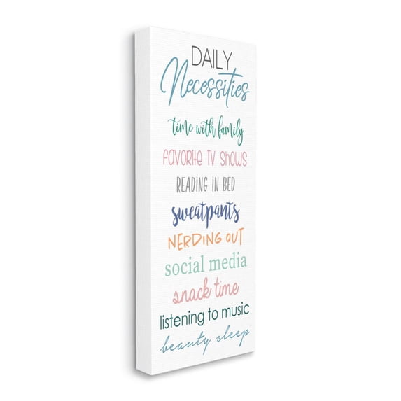 Stupell Industries Daily Necessities Home Relaxation Self-Care List Canvas Wall Art Design by Anna Quach, 10" x 24"