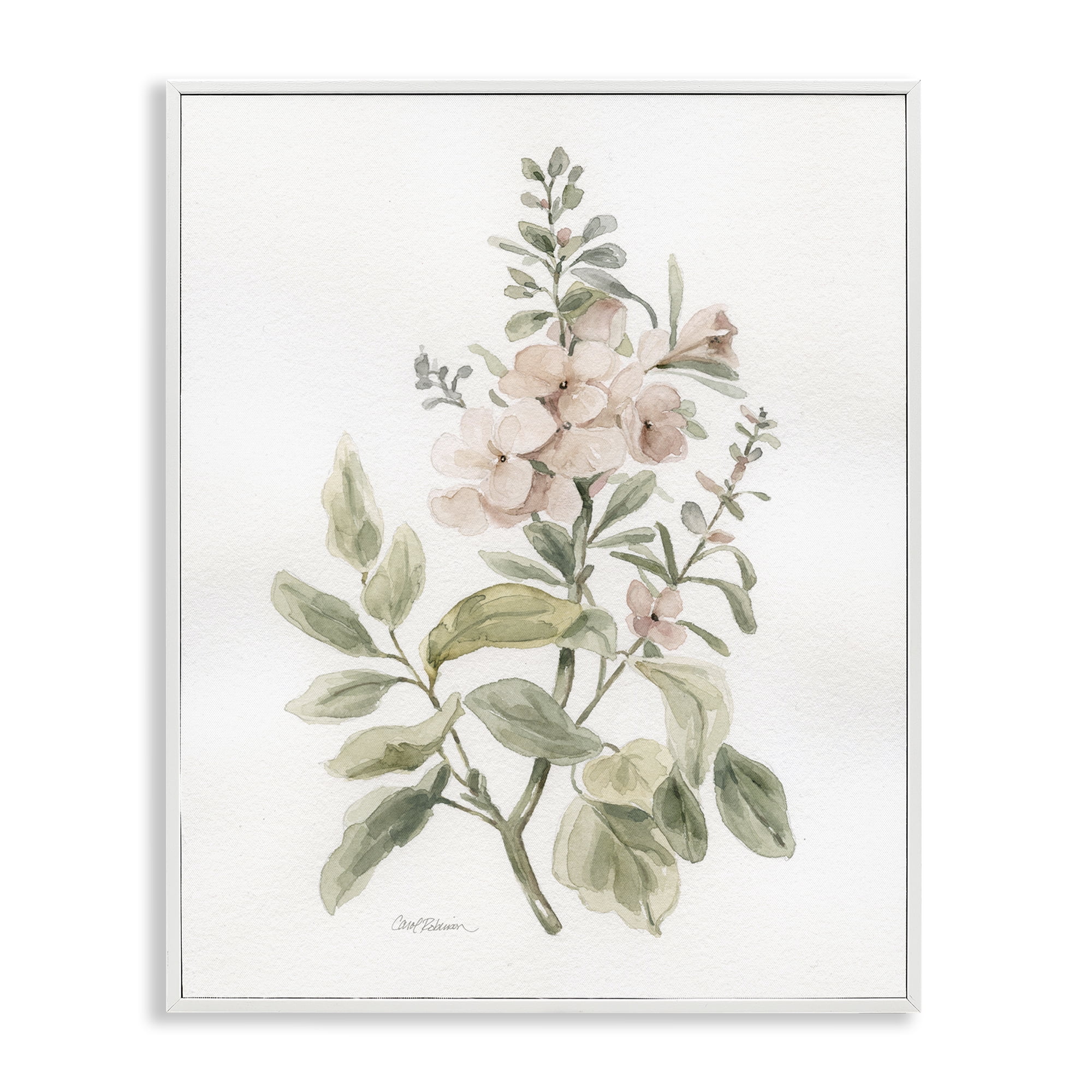 Stupell Industries Dainty Blooming Botanical Plants & Flowers Painting White Framed Art Print Wall Art, 24 x 30