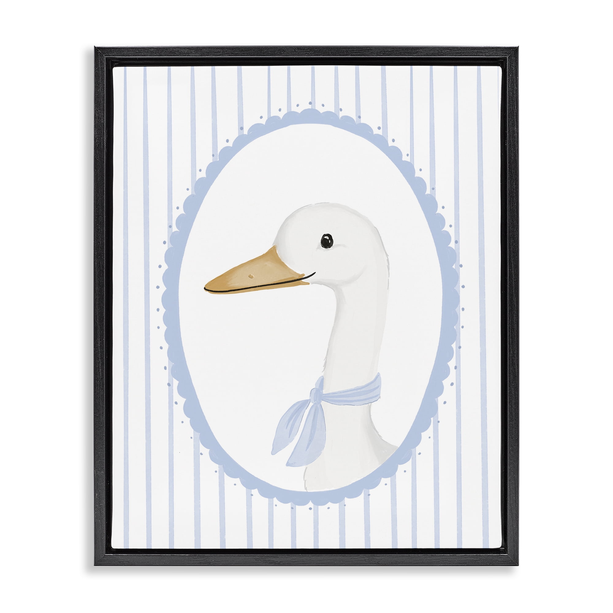 Stupell Industries Dainty Bordered Duck Black Framed Floater Canvas Wall Art, design by Cherrywood Lane