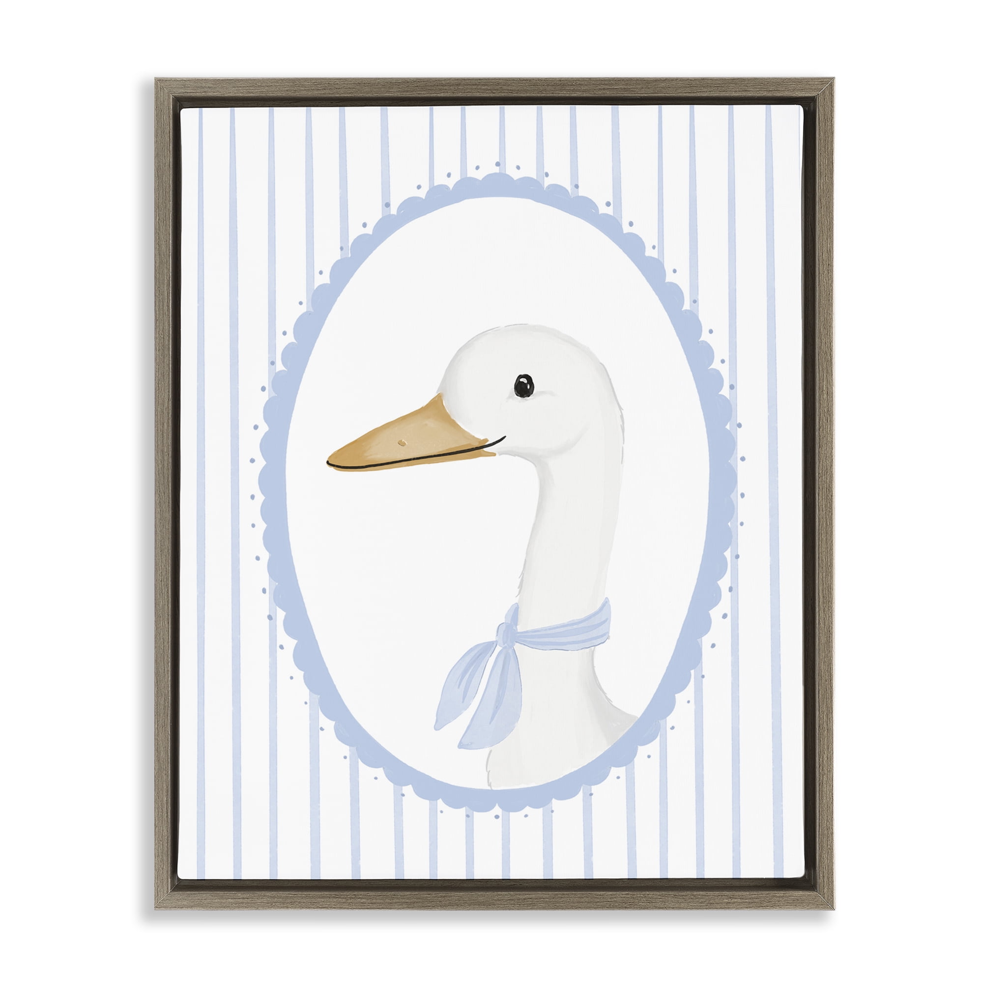 Stupell Industries Dainty Bordered Duck Brown Framed Floater Canvas Wall Art, design by Cherrywood Lane