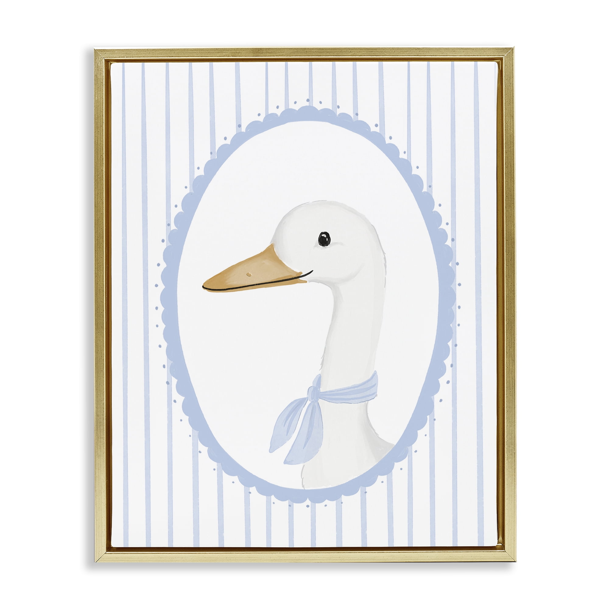 Stupell Industries Dainty Bordered Duck Gold Framed Floater Canvas Wall Art, design by Cherrywood Lane