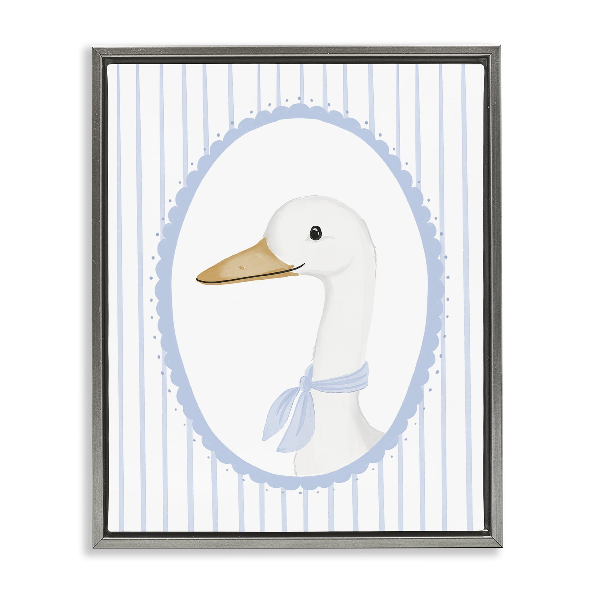 Stupell Industries Dainty Bordered Duck Gray Framed Floater Canvas Wall Art, design by Cherrywood Lane
