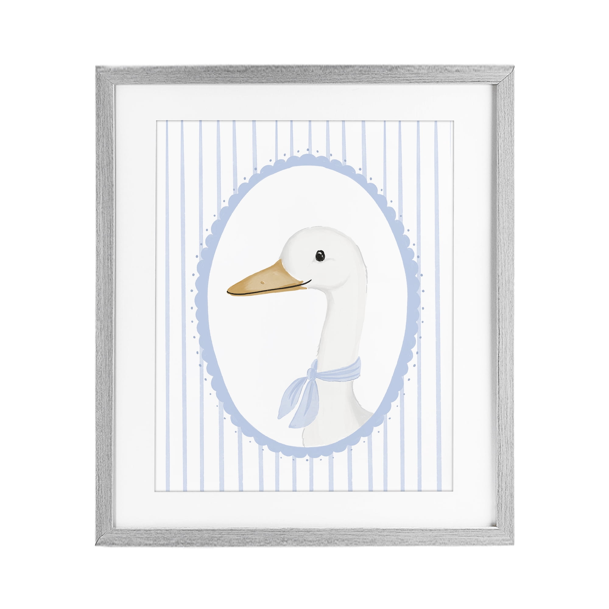 Stupell Industries Dainty Bordered Duck Gray Framed Print Under Glass, design by Cherrywood Lane