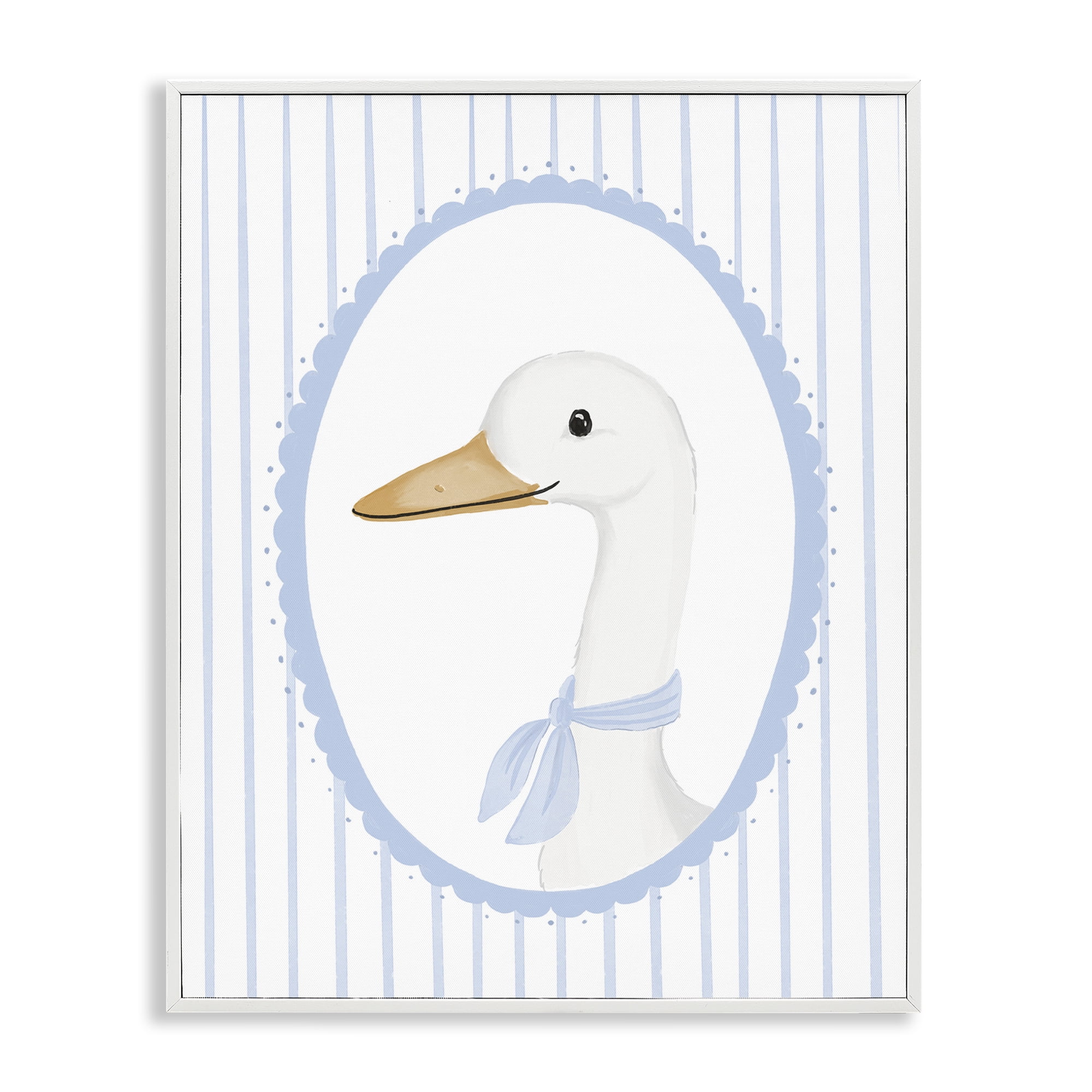 Stupell Industries Dainty Bordered Duck White Framed Giclee Art, design by Cherrywood Lane