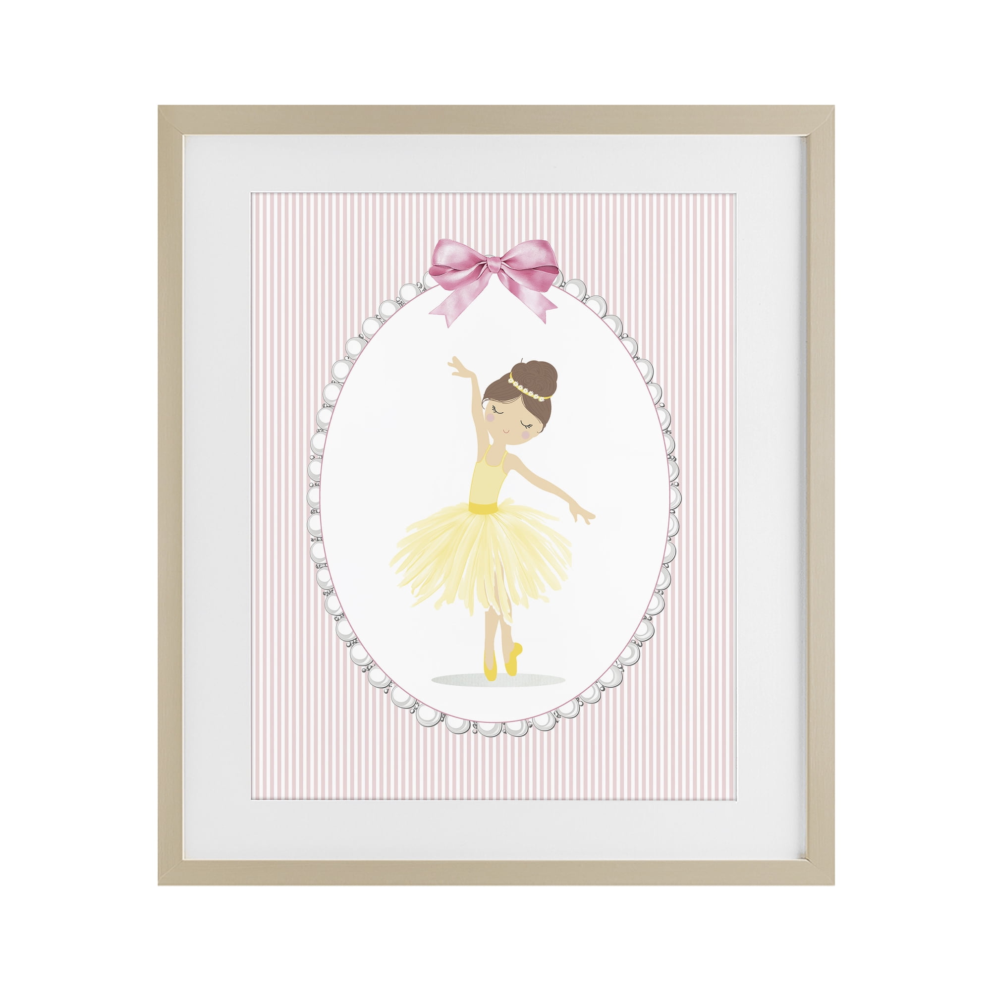 Stupell Industries Dainty Dance on Stripes Birch Framed Print Under Glass, design by Christine Simpson Art