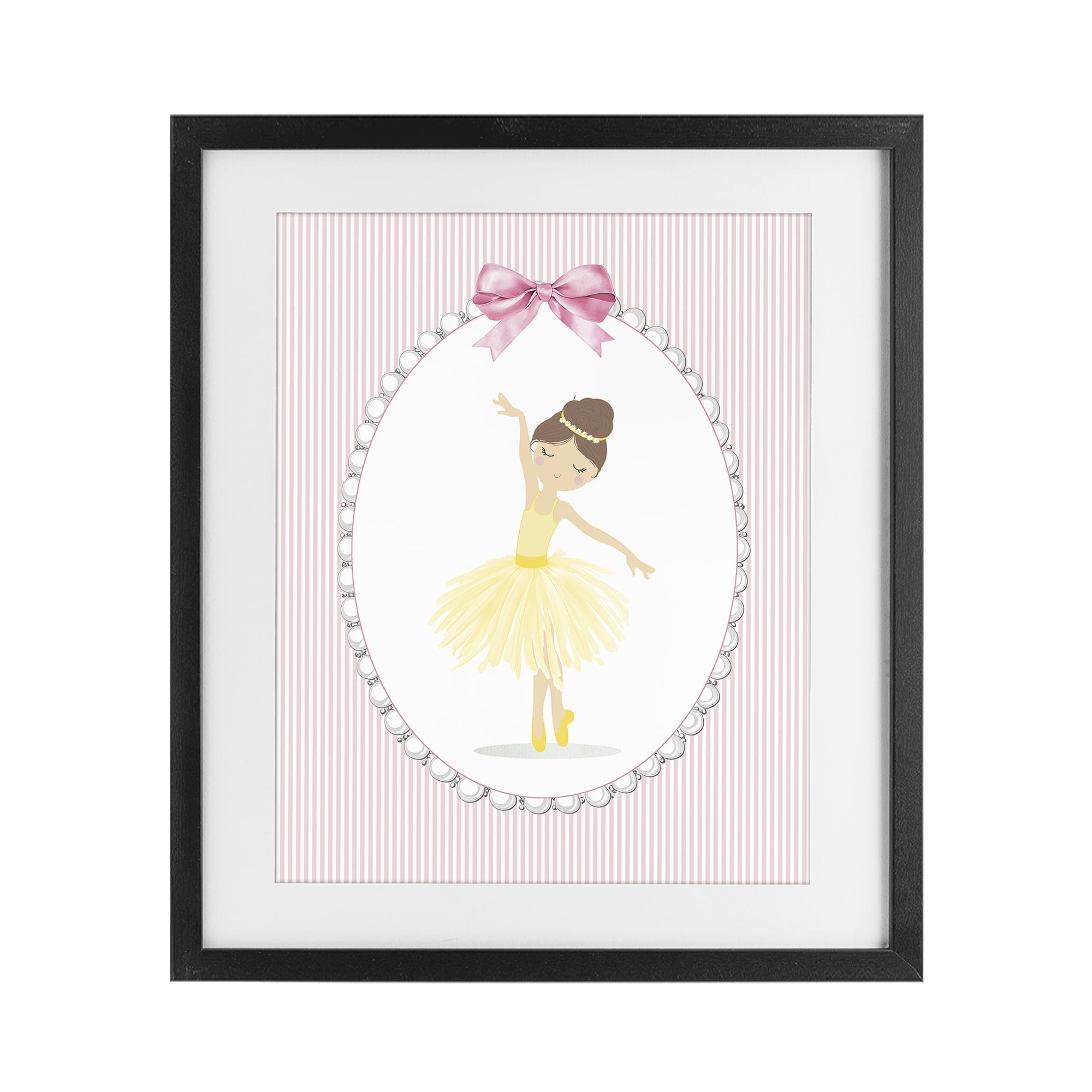 Stupell Industries Dainty Dance on Stripes Black Framed Print Under Glass, design by Christine Simpson Art
