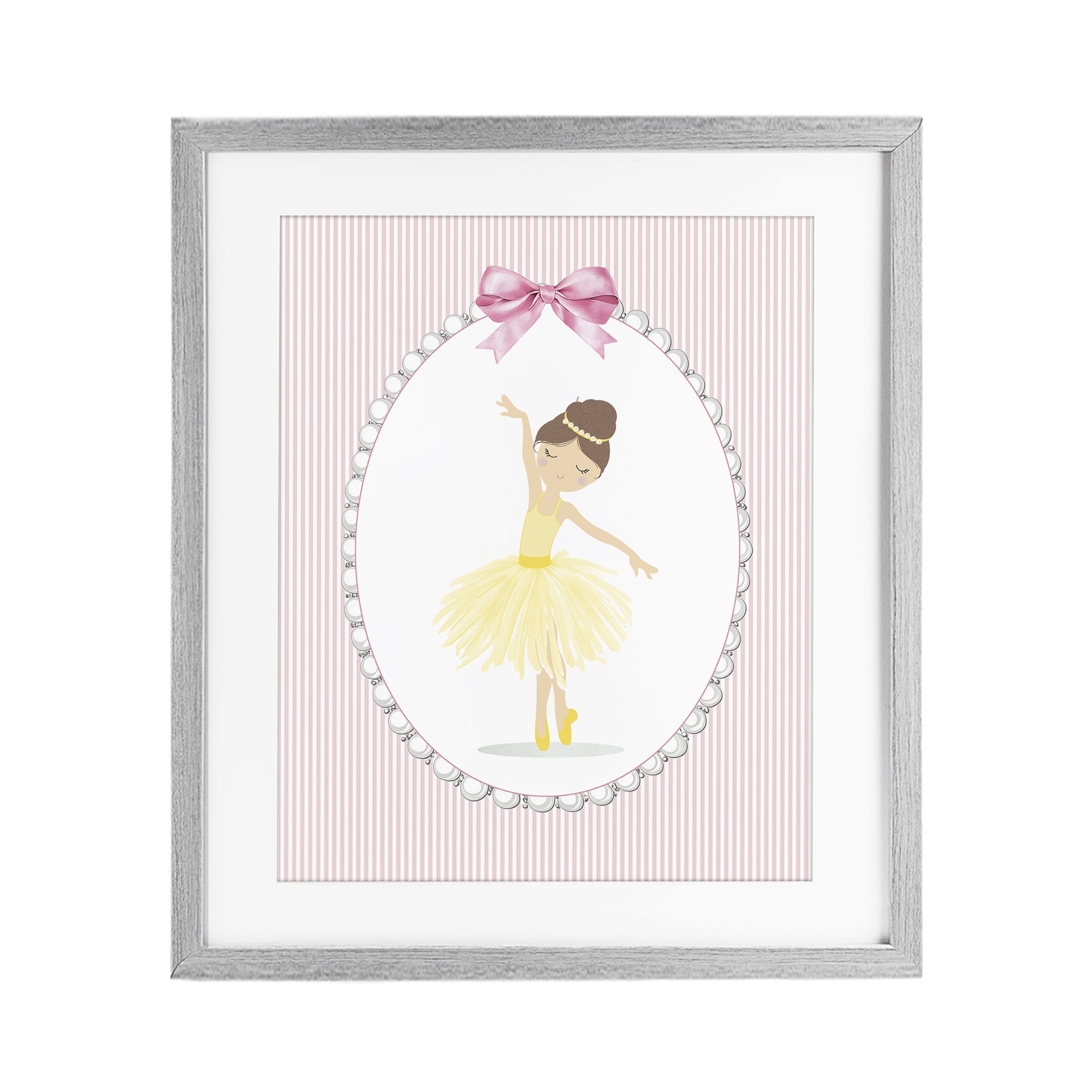 Stupell Industries Dainty Dance on Stripes Gray Framed Print Under Glass, design by Christine Simpson Art