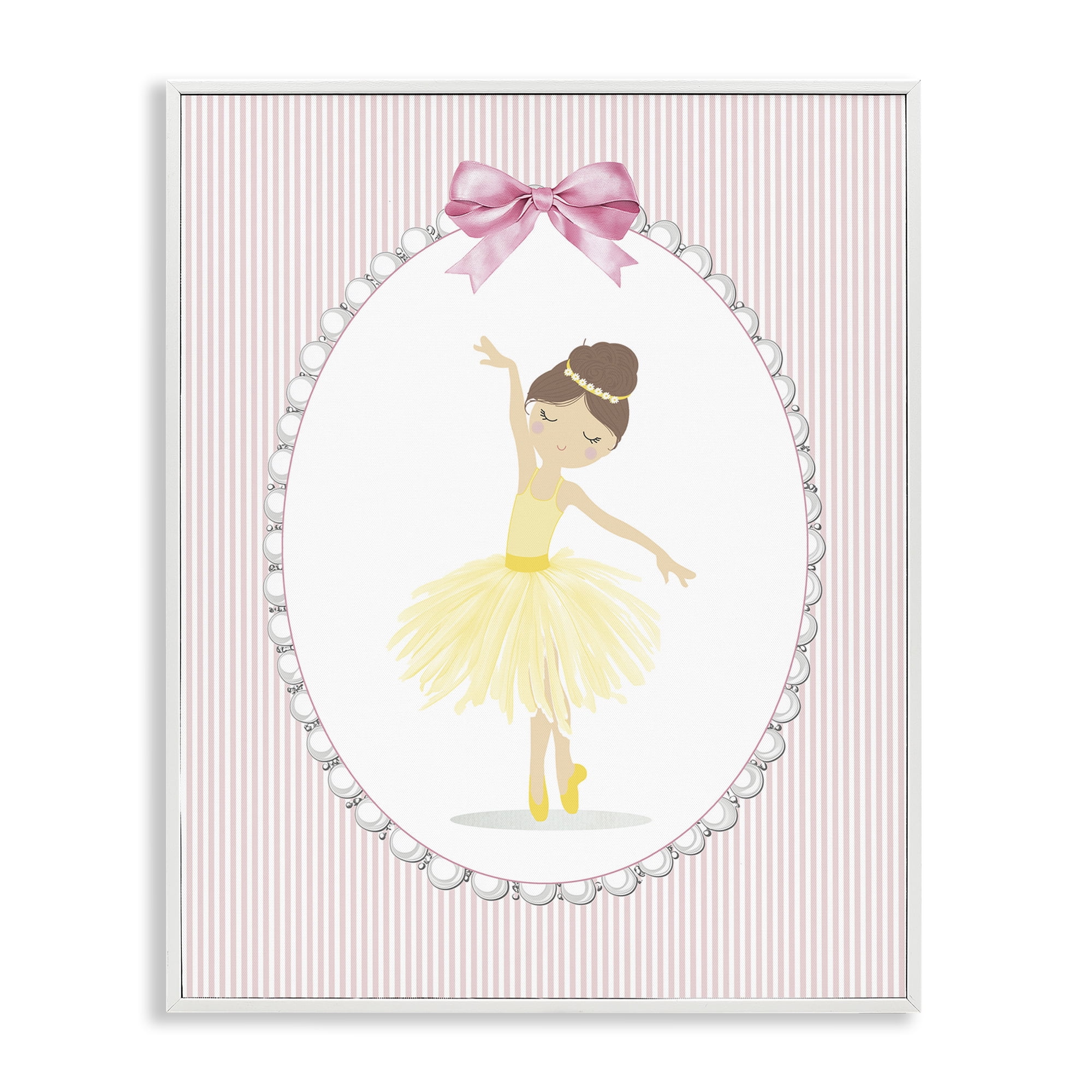Stupell Industries Dainty Dance on Stripes White Framed Giclee Art, design by Christine Simpson Art