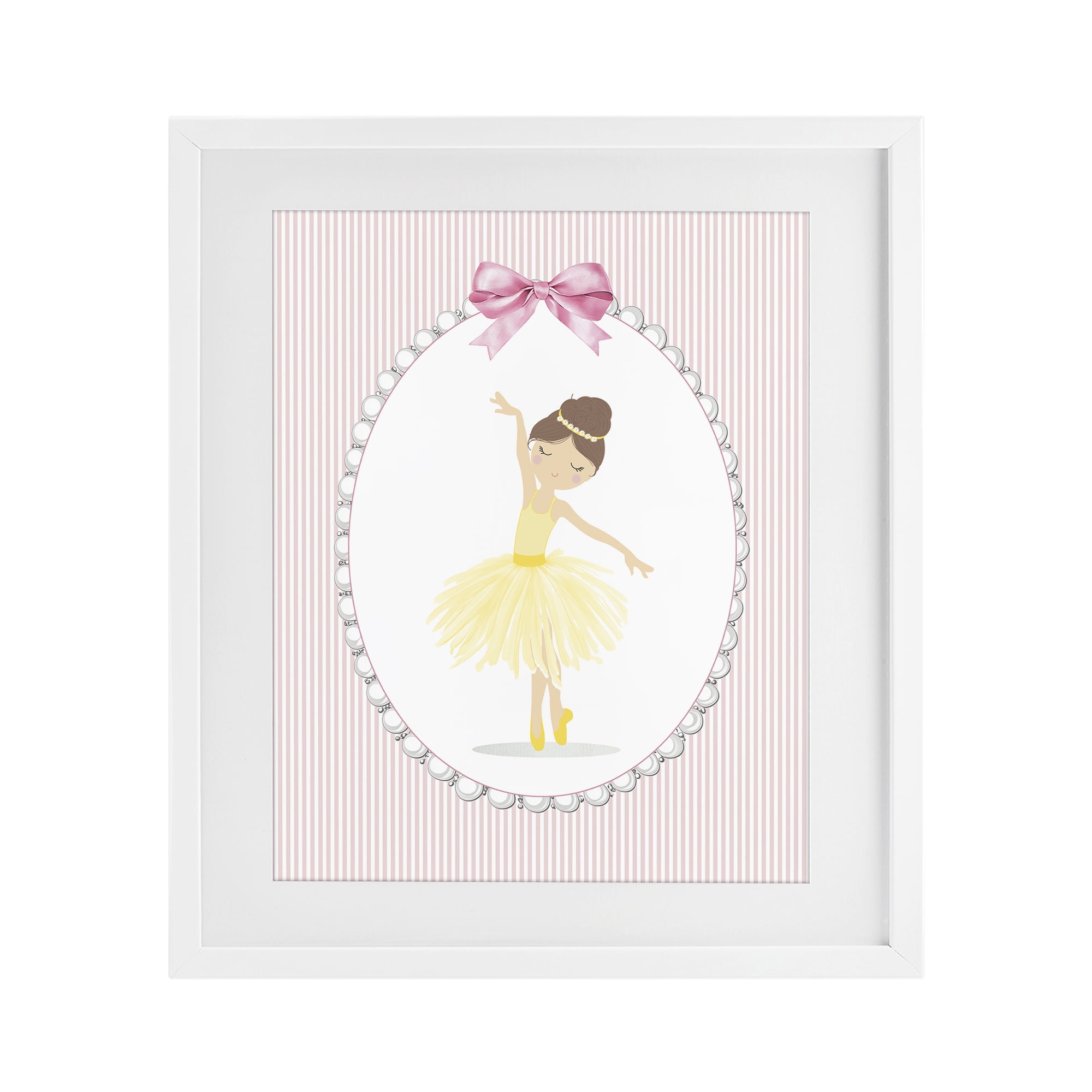 Stupell Industries Dainty Dance on Stripes White Framed Print Under Glass, design by Christine Simpson Art