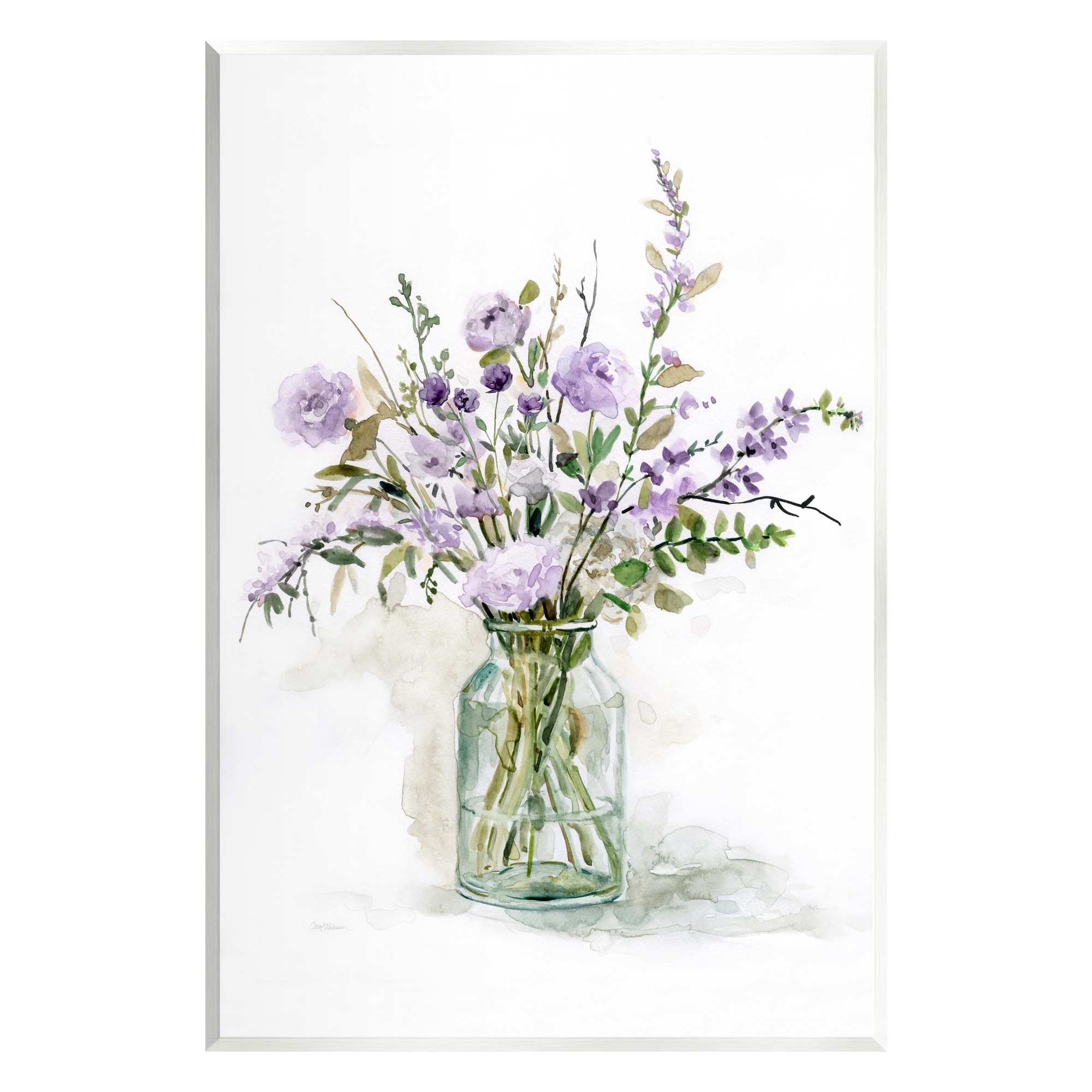 Stupell Industries Dainty Lavender Blooms Arrangement Classic Glass Vase Graphic Art Unframed Art Print Wall Art, Design by Carol Robinson