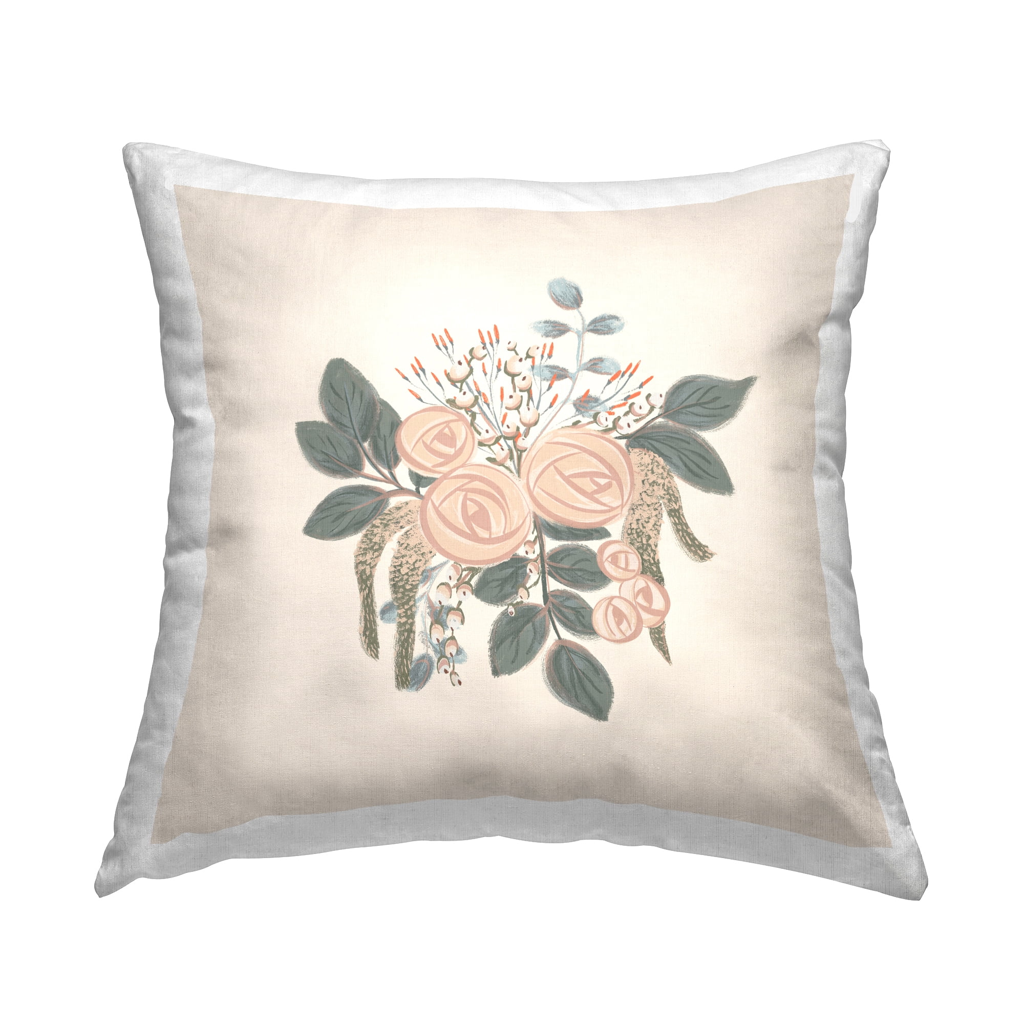 Stupell Industries Dainty Rose Buds Blooming Botanical Flowers Design by Birgit Maria Kiennast Throw Pillow