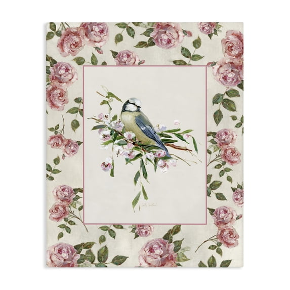 Stupell Industries Cottage Dainty Roses & Perched Bird Canvas Art, 16 x 20, by Sally Swatland