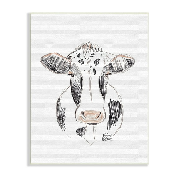 Stupell Industries Dairy Cow Farm Animal Sketch Style Drawing Drawing Print Unframed Art Print Wall Art, Design by Valerie Wieners