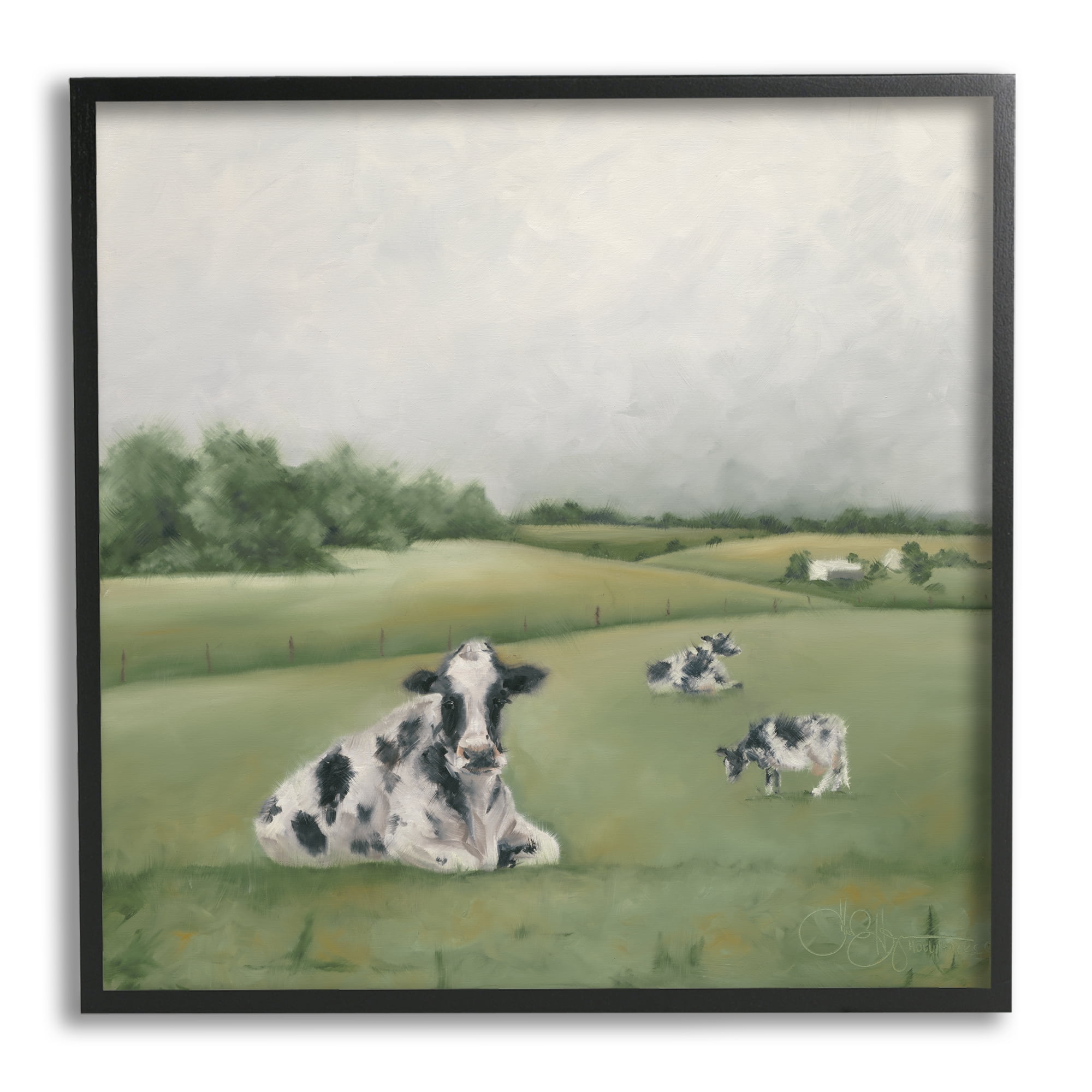 Stupell Industries Dairy Cows Grazing in Rolling Green Field Farms, 24 x 24, Designed by Hollihocks Art
