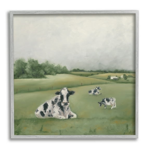 Stupell Industries Dairy Cows Grazing in Rolling Green Field Farms, 24 x 24, Designed by Hollihocks Art
