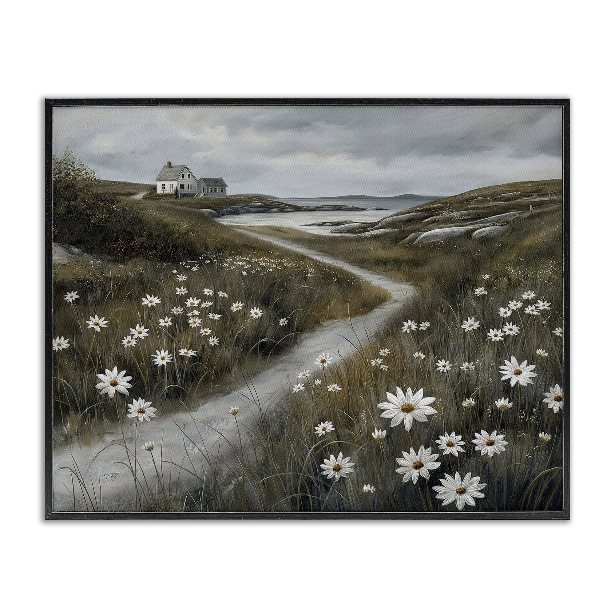 Stupell Industries Daisies Along Coastal Path Black Framed Giclee Art, design by Imagine It Images