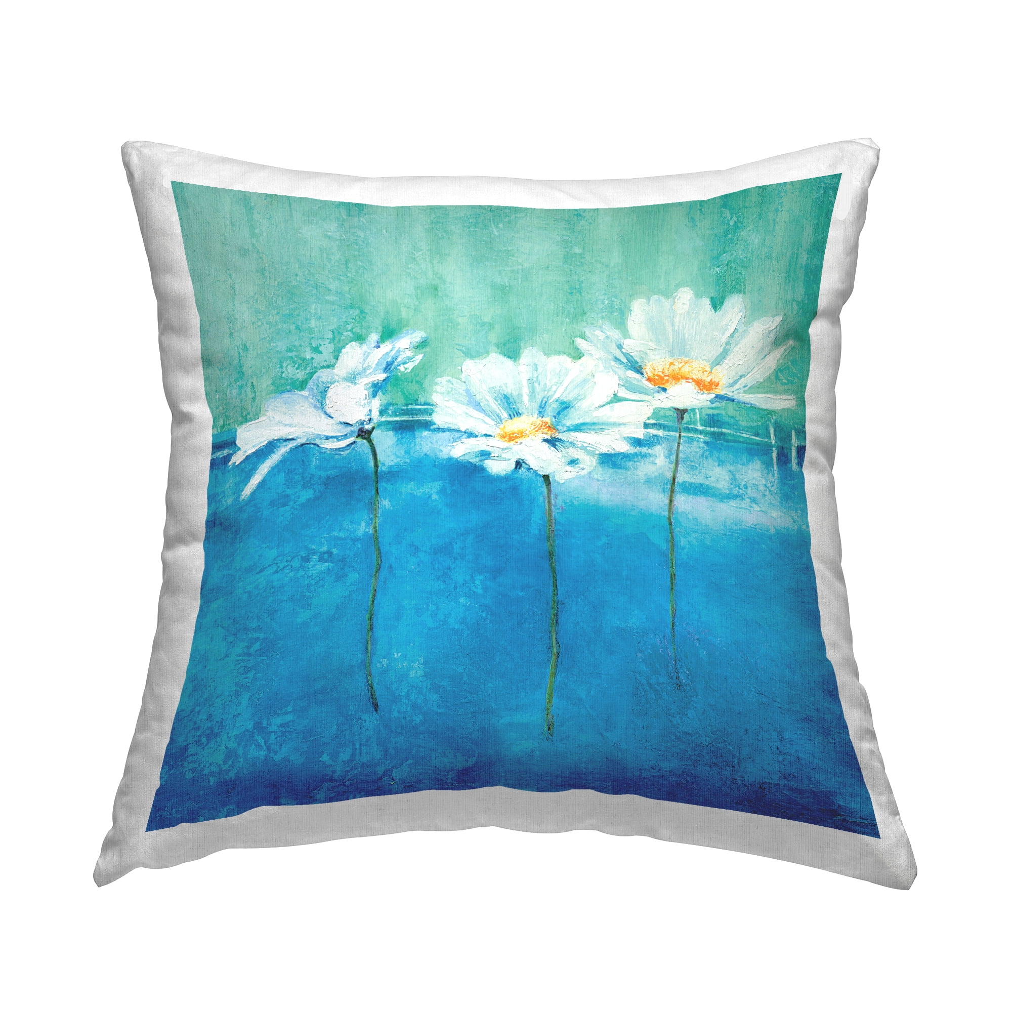 Stupell Industries Daisies Blooming Abstract Flowers Square Decorative Printed Throw Pillow, 18 x 18,